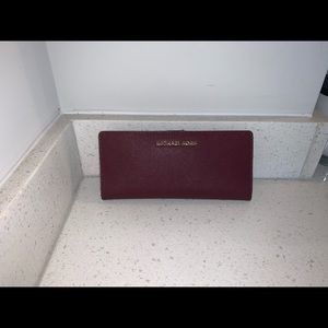 New Michael Kors Merlot Medium Flat Slim Bifold